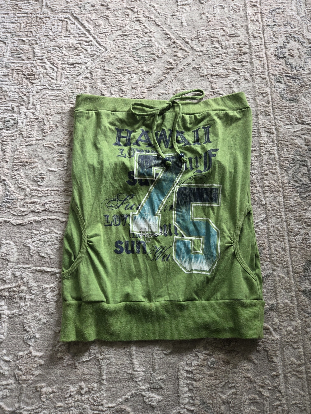 Urban Heritage Lime Green Graphic Drawstring Mini Skirt